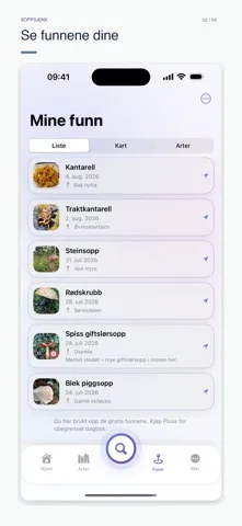 Soppsjekk species library with mushroom characteristics