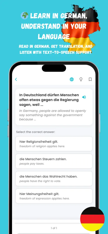 Einbürgerungstest App - State filter