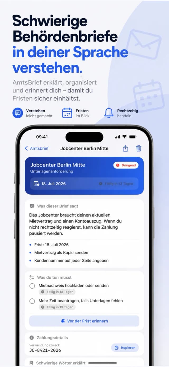 Amtsbrief AI – Fristen, Beträge und nächste Schritte auf einen Blick
