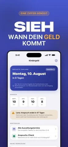 Kindergeld App – nächster Auszahlungstermin mit Countdown
