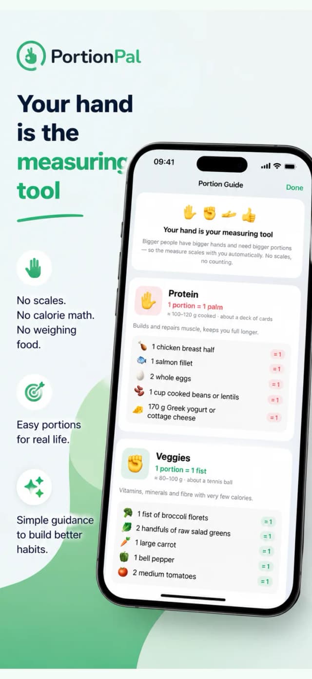 PortionPal – portion sizes for protein, carbs and vegetables